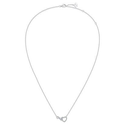 Interlocking Infinity Heart Natural Diamond Necklace in 18K White Gold CK174852