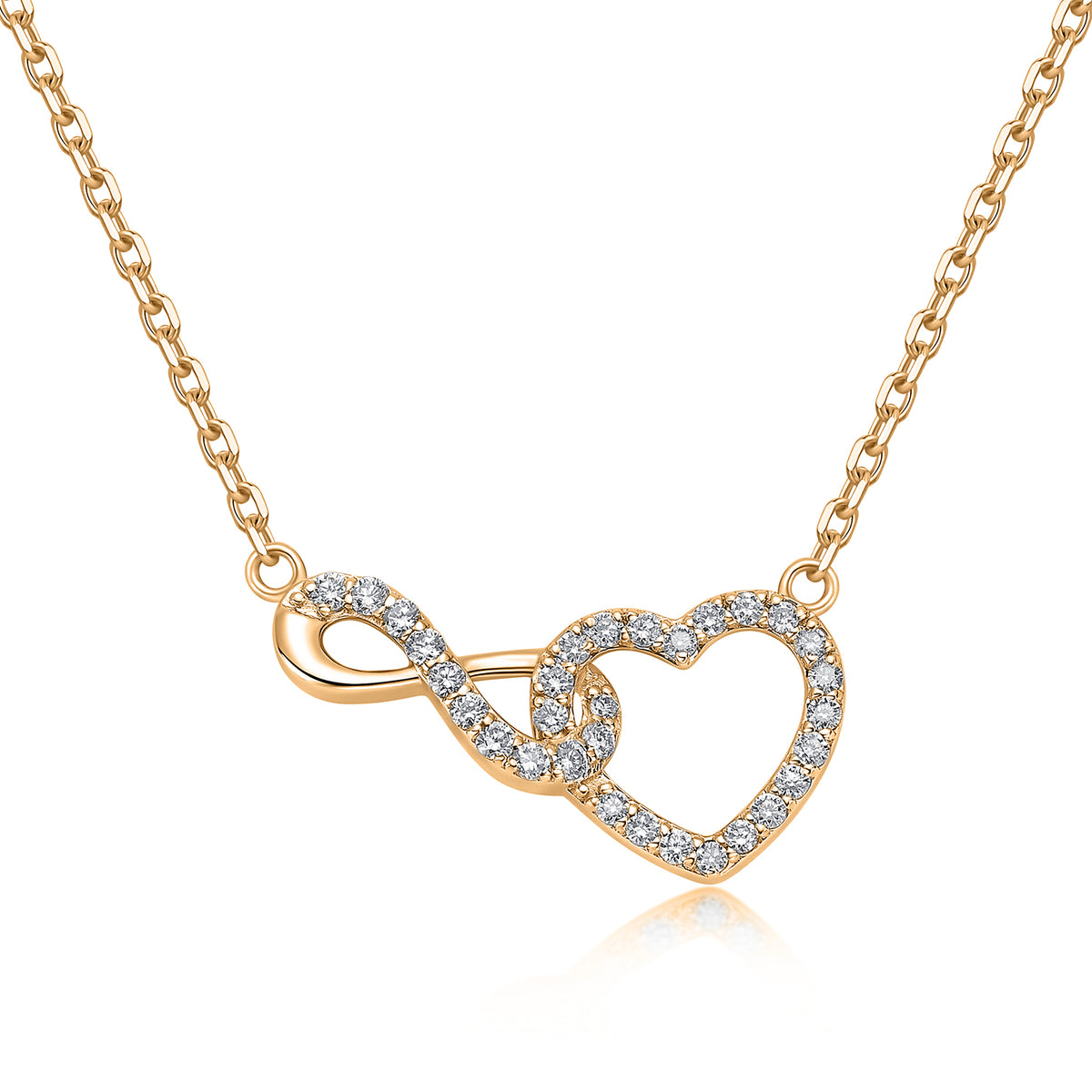 Interlocking Infinity Heart Natural Diamond Necklace in 18K Yellow Gold CK174873