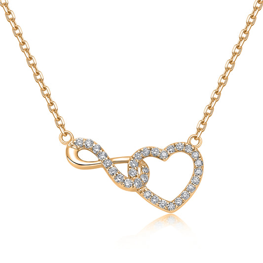 Interlocking Infinity Heart Natural Diamond Necklace in 18K Yellow Gold CK174873