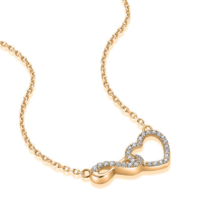 Interlocking Infinity Heart Natural Diamond Necklace in 18K Yellow Gold CK174873