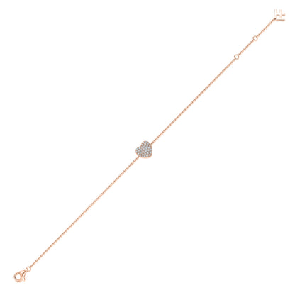 Pavé Heart Natural Diamond Bracelet in 18K Rose Gold CK174773