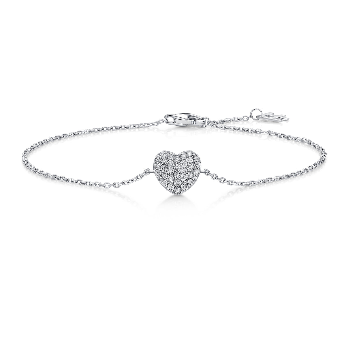 Pavé Heart Natural Diamond Bracelet in 18K White Gold CK174771