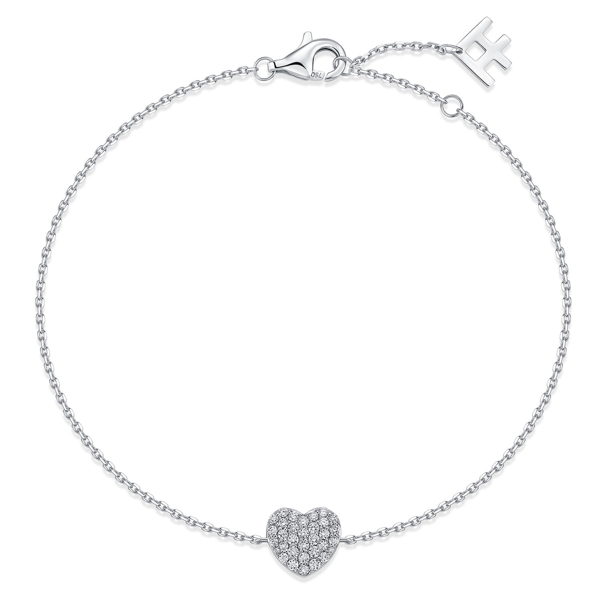 Pavé Heart Natural Diamond Bracelet in 18K White Gold CK174771