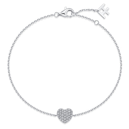 Pavé Heart Natural Diamond Bracelet in 18K White Gold CK174772