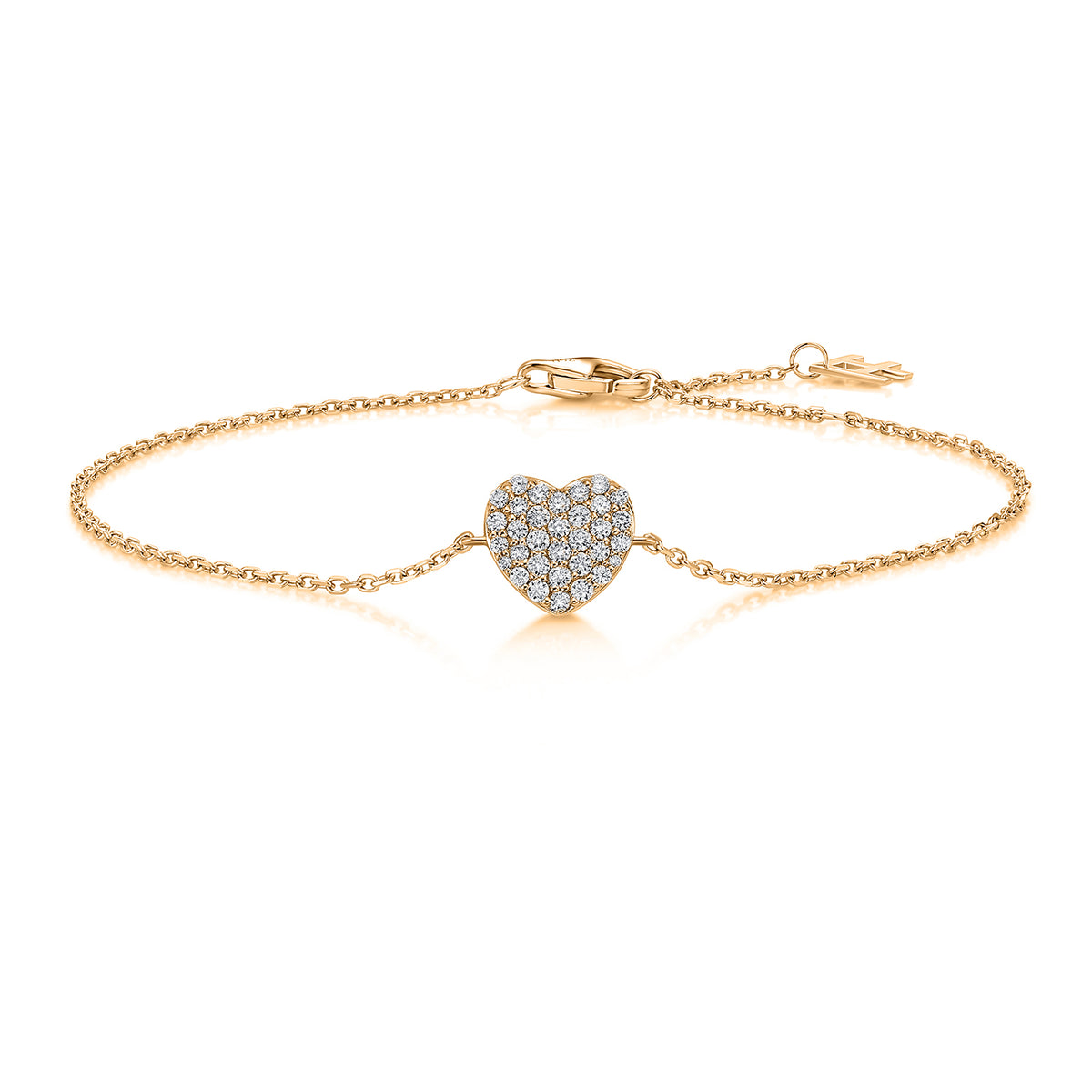 Pavé Heart Natural Diamond Bracelet in 18K Yellow Gold CK174815
