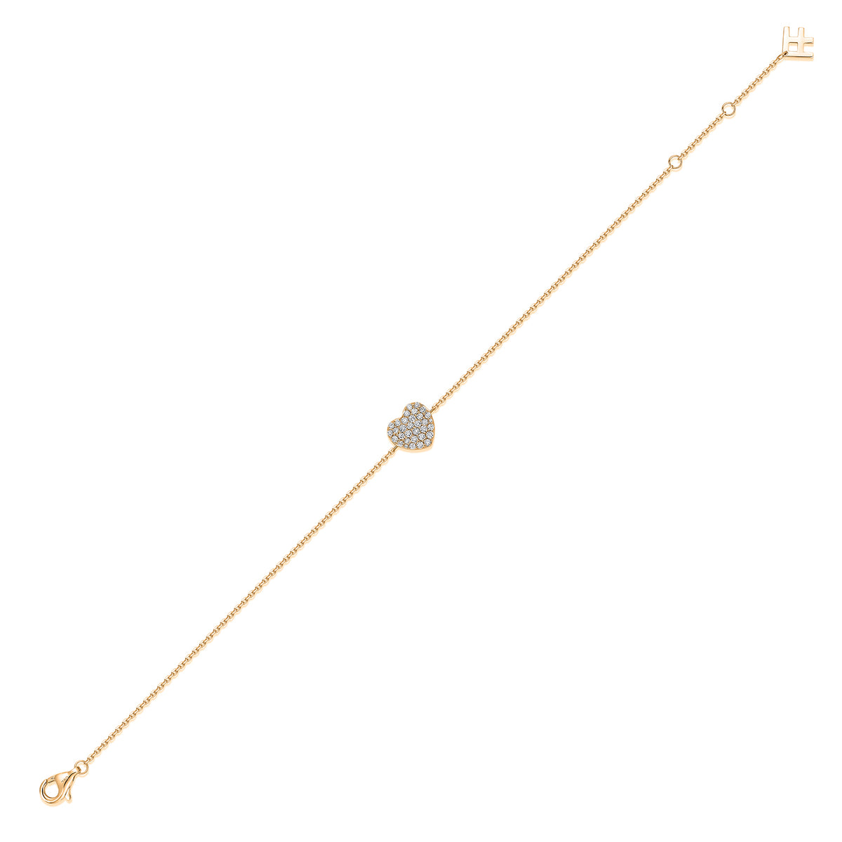 Pavé Heart Natural Diamond Bracelet in 18K Yellow Gold CK174816