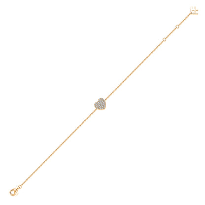 Pavé Heart Natural Diamond Bracelet in 18K Yellow Gold CK174816