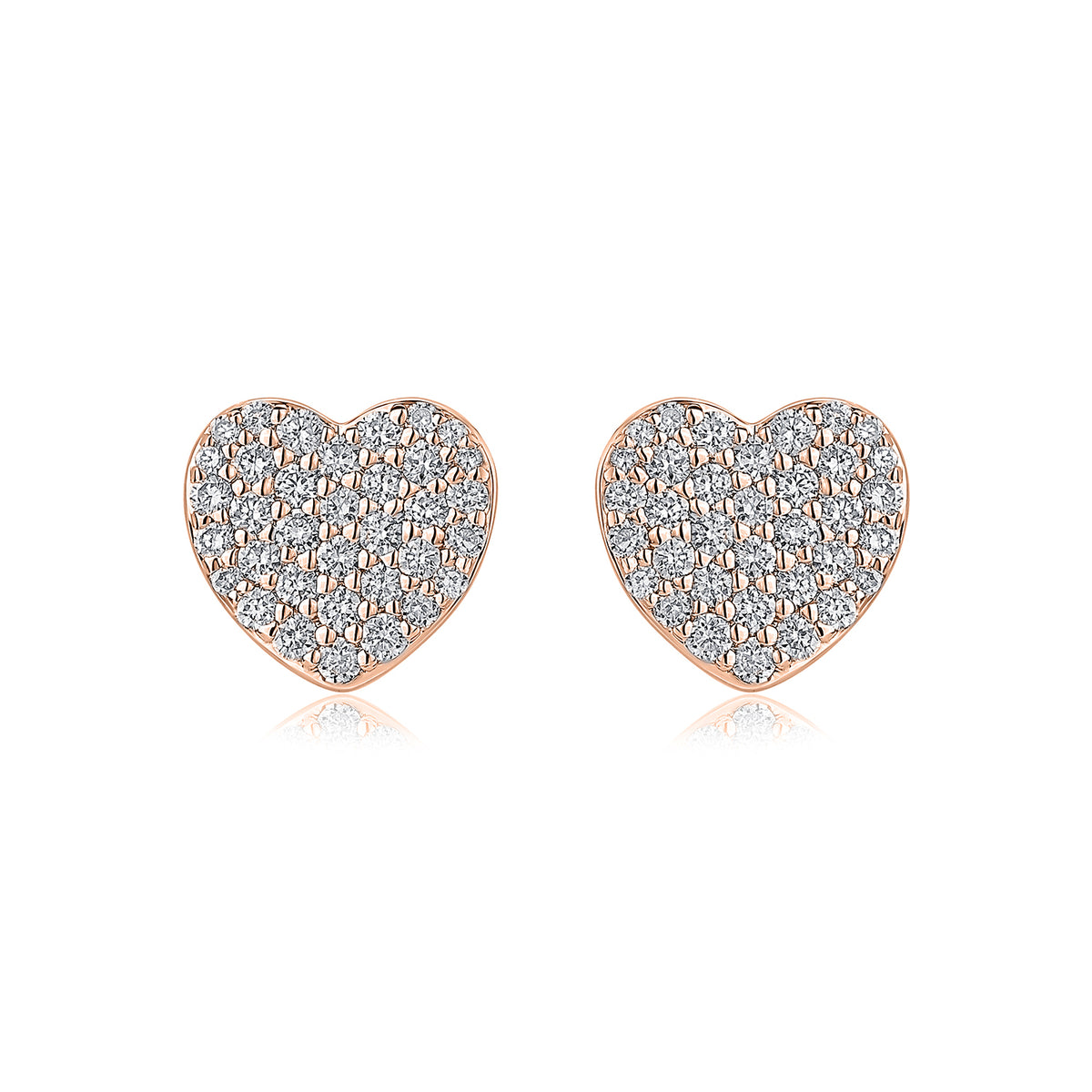 Pavé Heart Natural Diamond Earrings in 18K Rose Gold CK175040