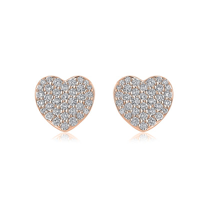 Pavé Heart Natural Diamond Earrings in 18K Rose Gold CK175040