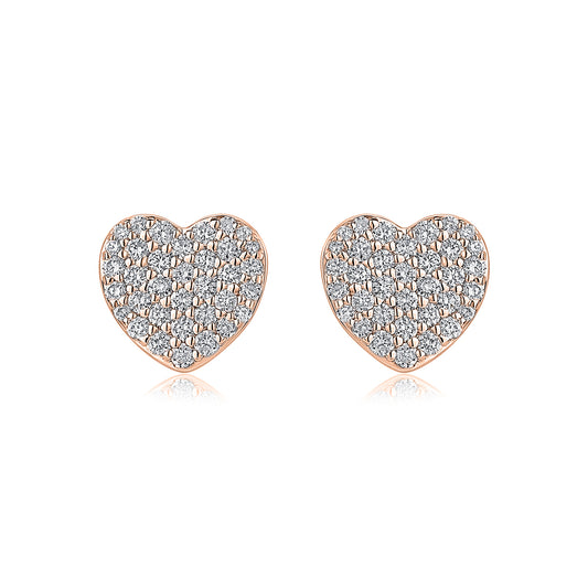 Pavé Heart Natural Diamond Earrings in 18K Rose Gold CK175040