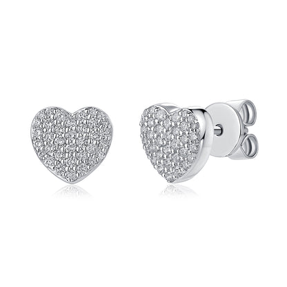 Pavé Heart Natural Diamond Earrings in 18K White Gold CK175042