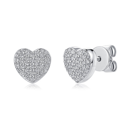 Pavé Heart Natural Diamond Earrings in 18K White Gold CK175042