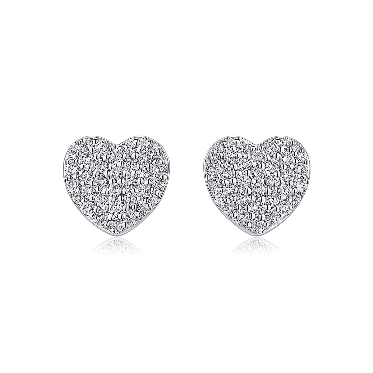 Pavé Heart Natural Diamond Earrings in 18K White Gold CK175043