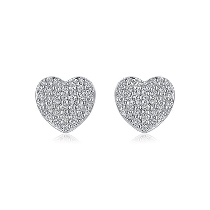 Pavé Heart Natural Diamond Earrings in 18K White Gold CK175043