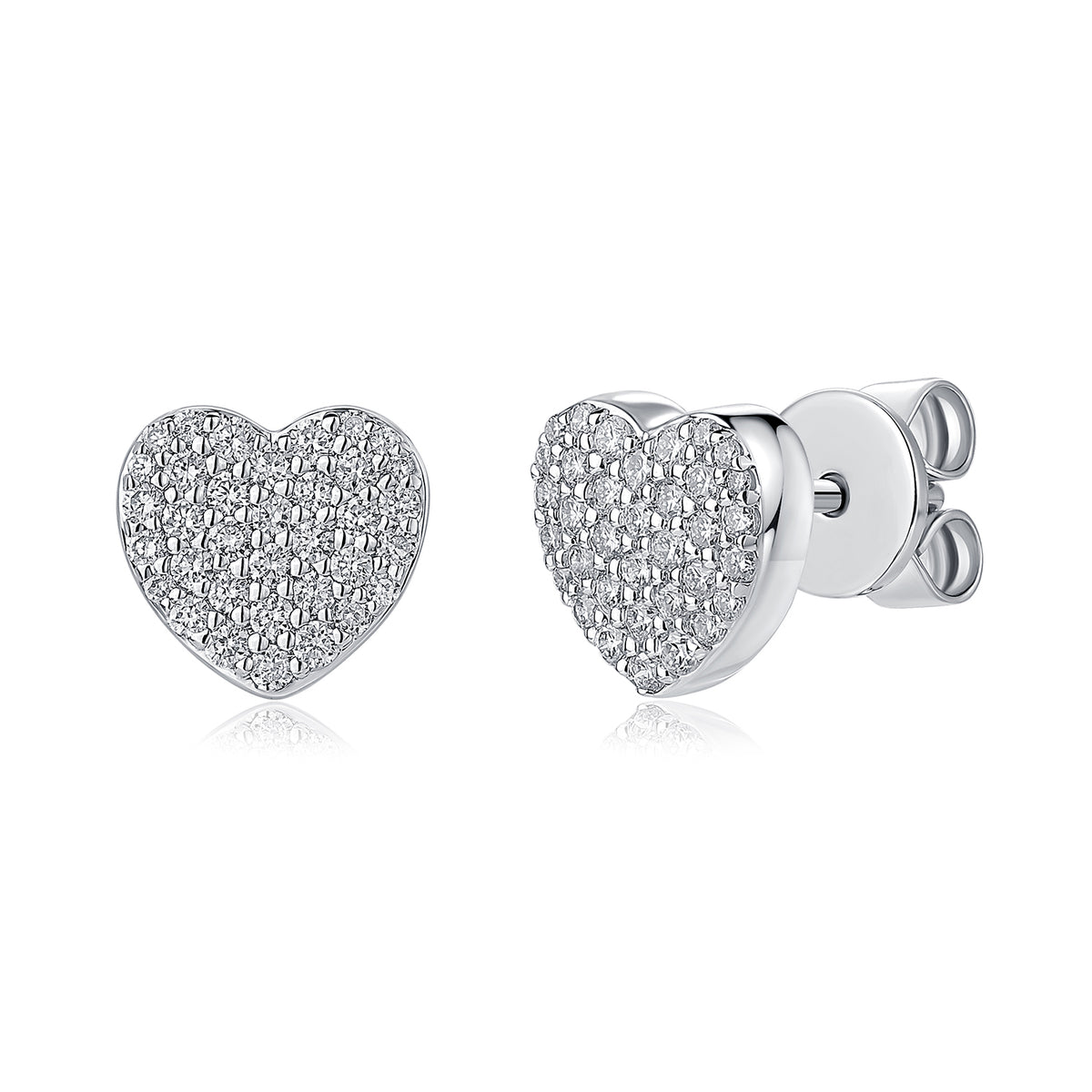 Pavé Heart Natural Diamond Earrings in 18K White Gold CK175043