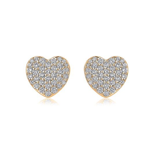Pavé Heart Natural Diamond Earrings in 18K Yellow Gold CK174767