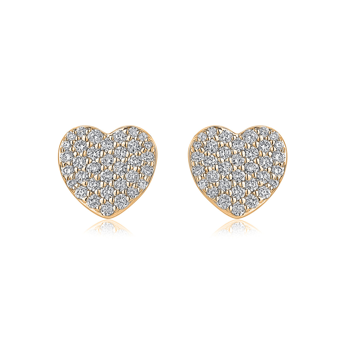 Pavé Heart Natural Diamond Earrings in 18K Yellow Gold CK174768