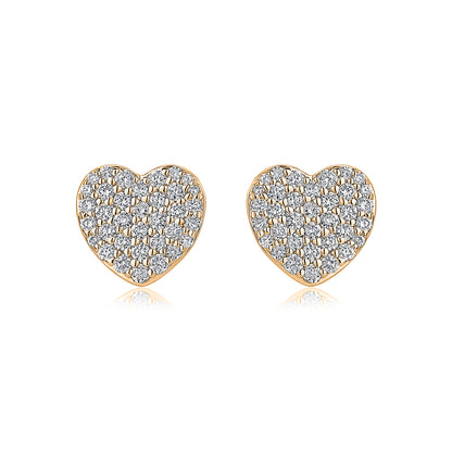 Pavé Heart Natural Diamond Earrings in 18K Yellow Gold CK174768
