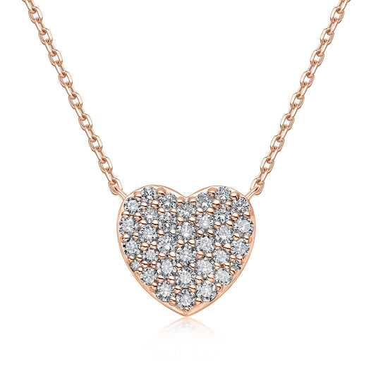 Pavé Heart Natural Diamond Necklace in 18K Rose Gold CK174841