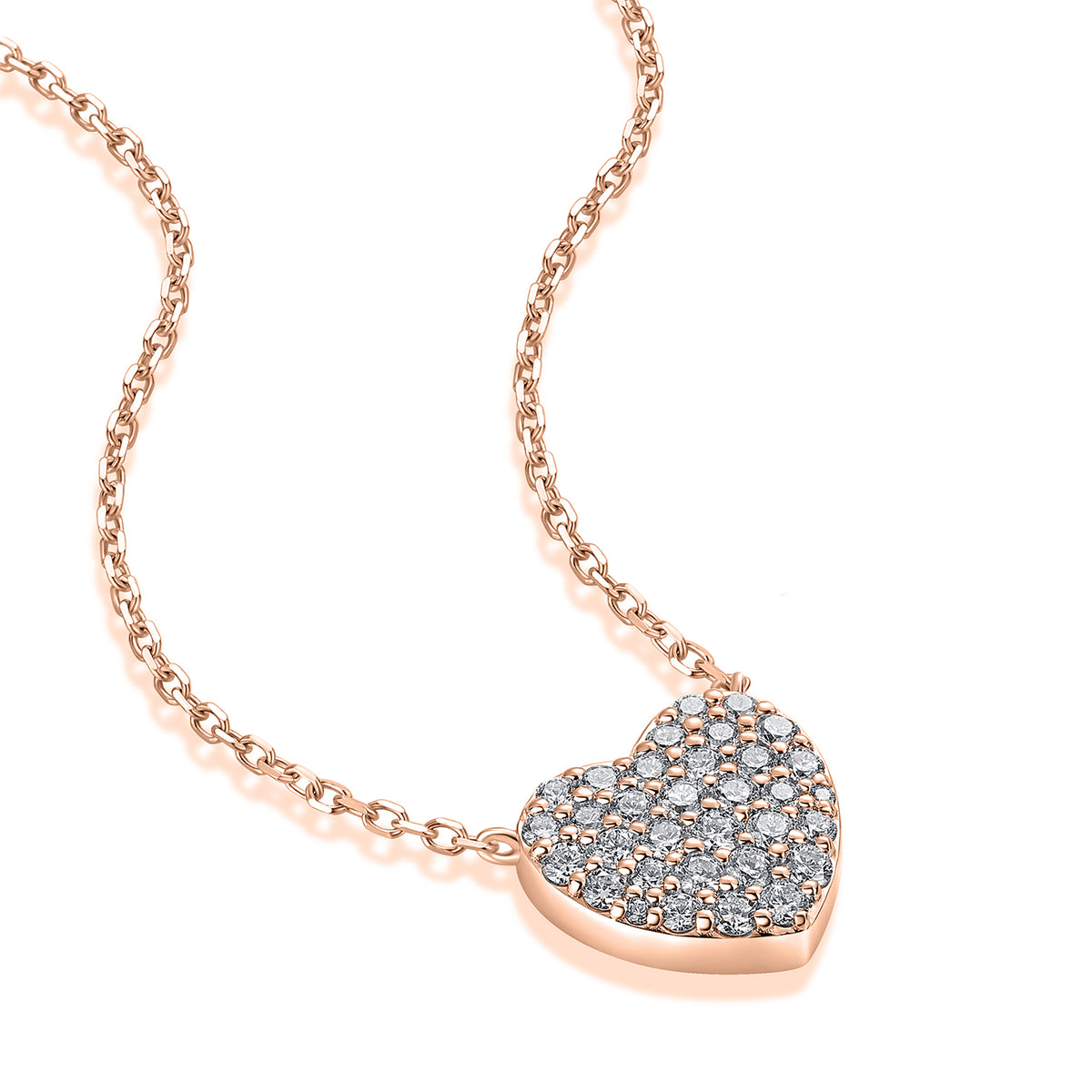 Pavé Heart Natural Diamond Necklace in 18K Rose Gold CK174841