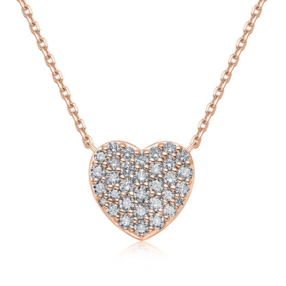 Pavé Heart Natural Diamond Necklace in 18K Rose Gold CK174842