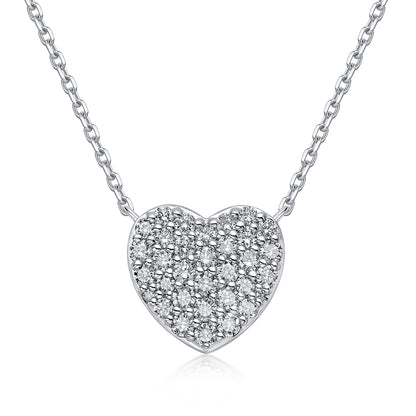 Pavé Heart Natural Diamond Necklace in 18K White Gold CK174857