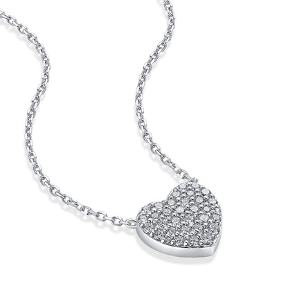 Pavé Heart Natural Diamond Necklace in 18K White Gold CK174857