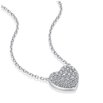 Pavé Heart Natural Diamond Necklace in 18K White Gold CK174858