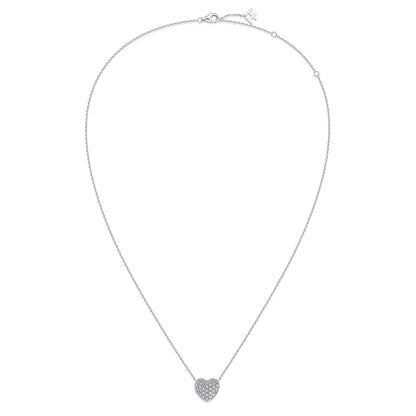 Pavé Heart Natural Diamond Necklace in 18K White Gold CK174858