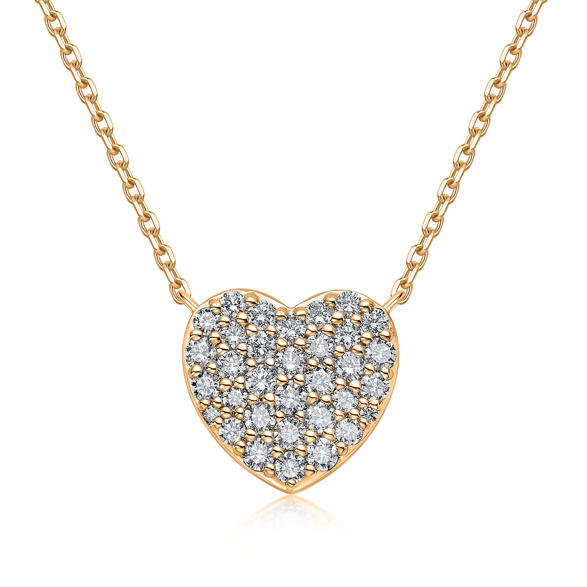 Pavé Heart Natural Diamond Necklace in 18K Yellow Gold CK174871