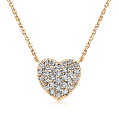 Pavé Heart Natural Diamond Necklace in 18K Yellow Gold CK174871