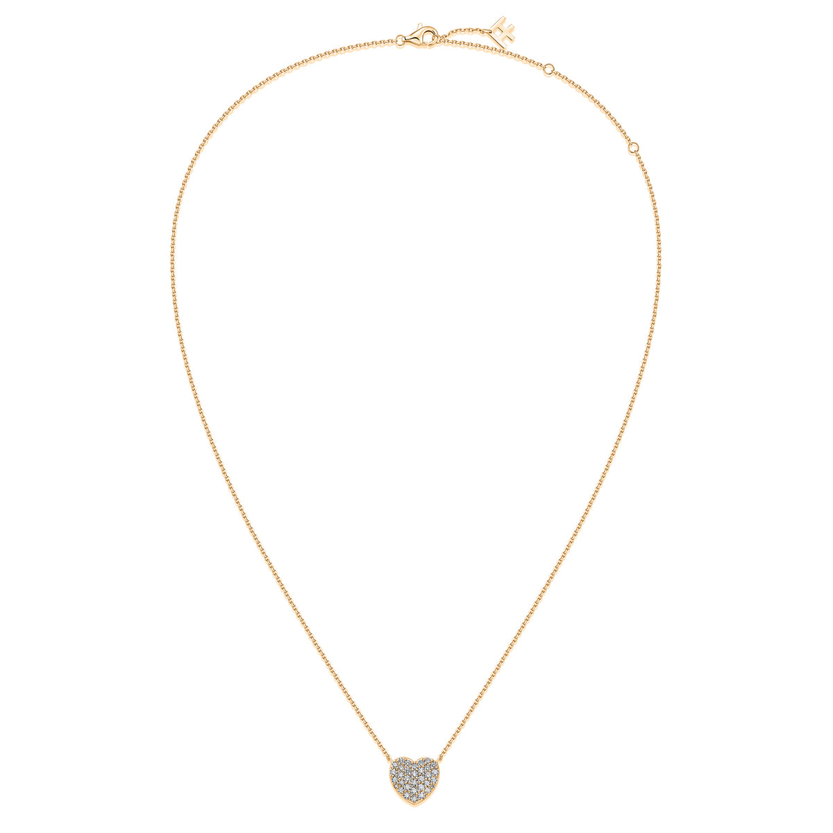 Pavé Heart Natural Diamond Necklace in 18K Yellow Gold CK174871