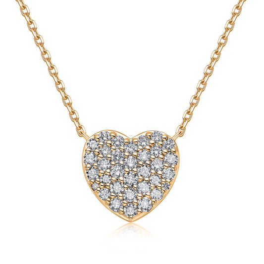 Pavé Heart Natural Diamond Necklace in 18K Yellow Gold CK174872