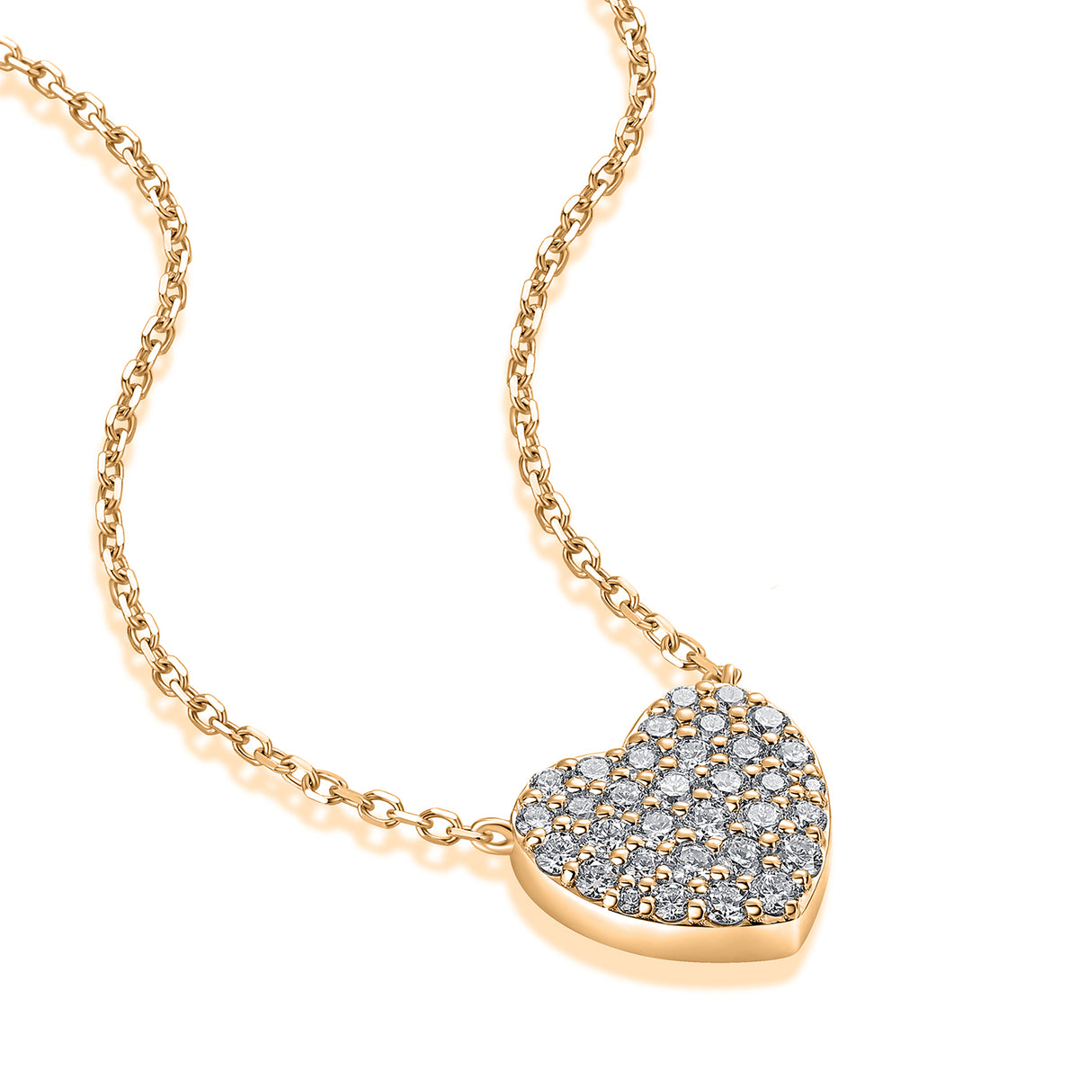 Pavé Heart Natural Diamond Necklace in 18K Yellow Gold CK174872