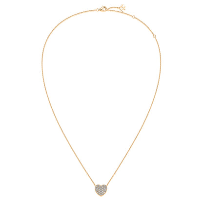 Pavé Heart Natural Diamond Necklace in 18K Yellow Gold CK174872