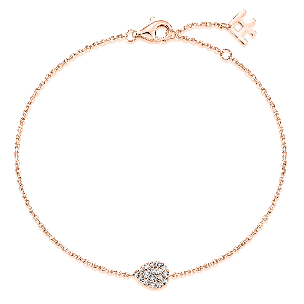 Pavé Pear Natural Diamond Bracelet in 18K Rose Gold CK174776