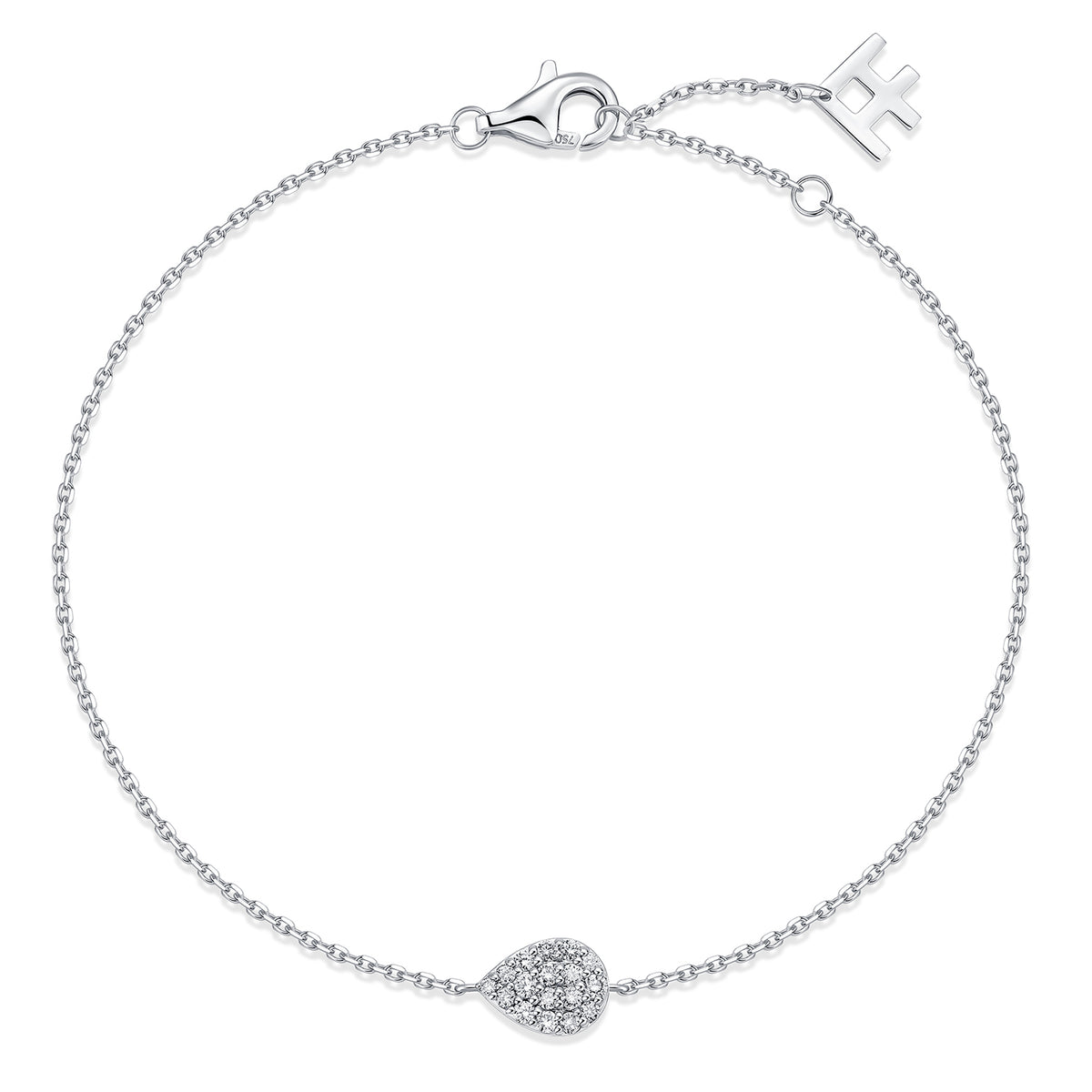 Pavé Pear Natural Diamond Bracelet in 18K White Gold CK174797