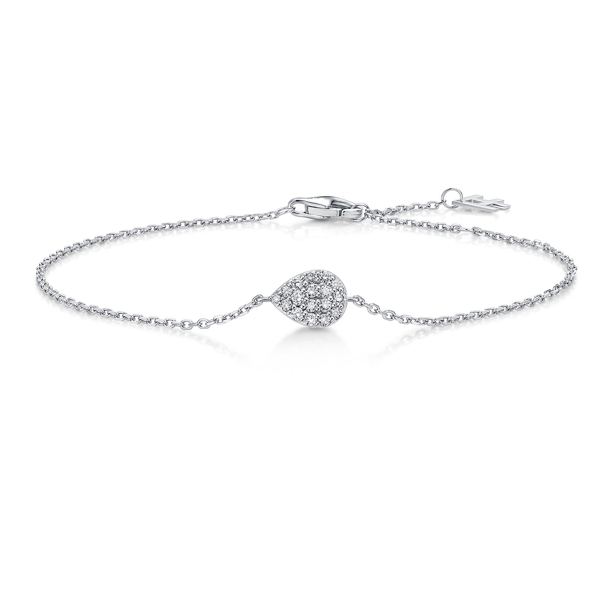 Pavé Pear Natural Diamond Bracelet in 18K White Gold CK174798