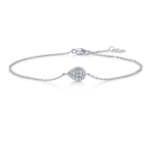 Pavé Pear Natural Diamond Bracelet in 18K White Gold CK174798