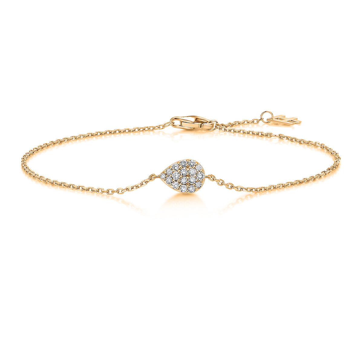 Pavé Pear Natural Diamond Bracelet in 18K Yellow Gold CK174817