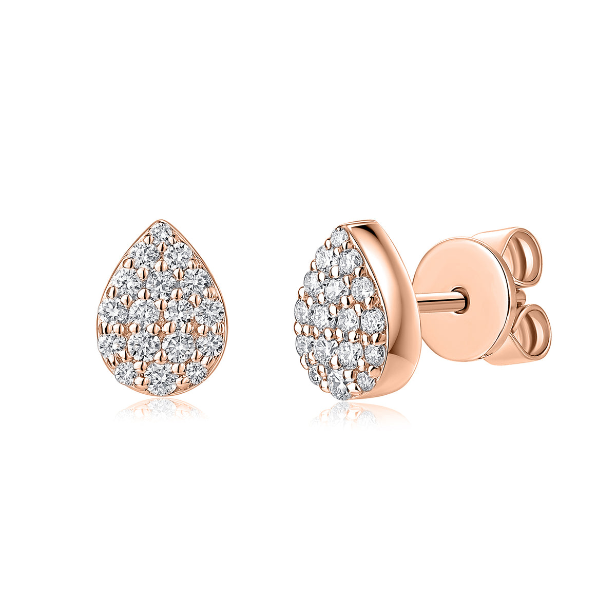 Pavé Pear Natural Diamond Earrings in 18K Rose Gold CK174749