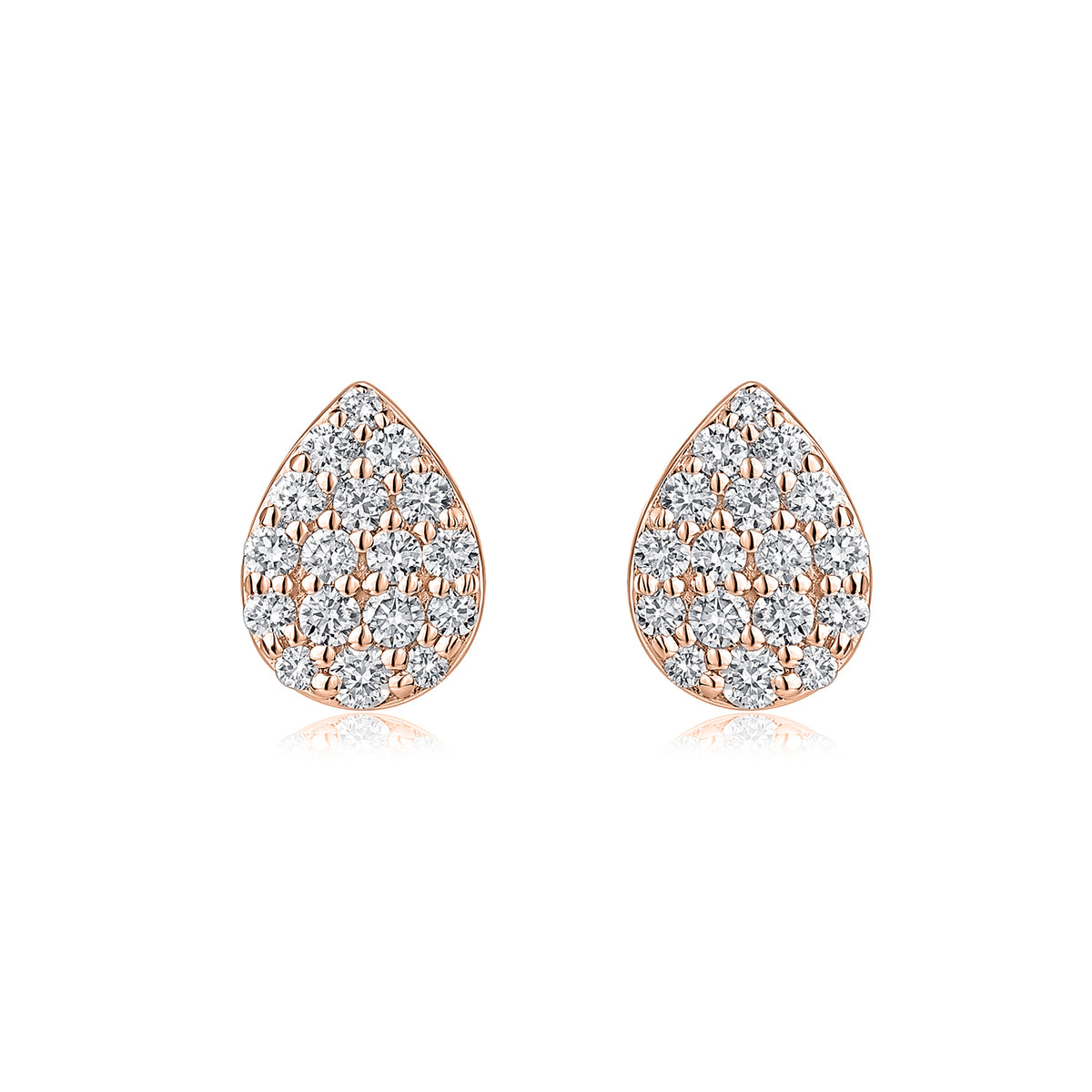 Pavé Pear Natural Diamond Earrings in 18K Rose Gold CK174750