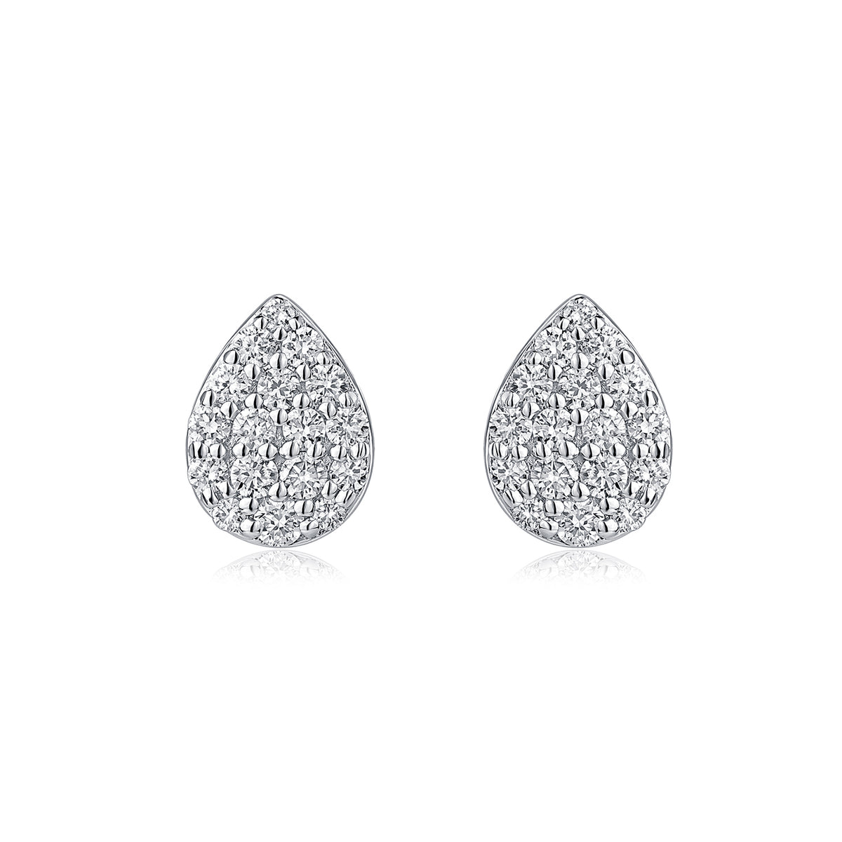 Pavé Pear Natural Diamond Earrings in 18K White Gold CK174745