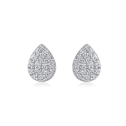 Pavé Pear Natural Diamond Earrings in 18K White Gold CK174745