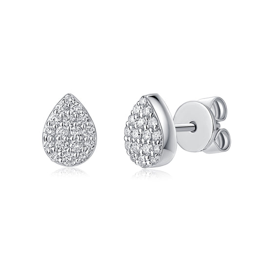 Pavé Pear Natural Diamond Earrings in 18K White Gold CK174745