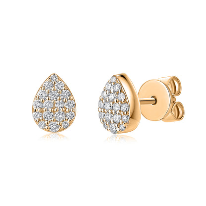 Pavé Pear Natural Diamond Earrings in 18K Yellow Gold CK175036