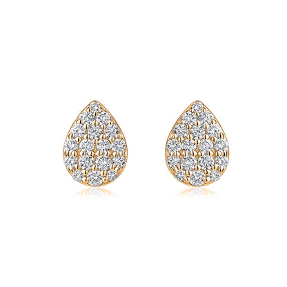 Pavé Pear Natural Diamond Earrings in 18K Yellow Gold CK175037