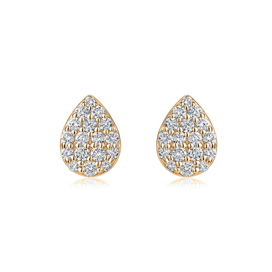 Pavé Pear Natural Diamond Earrings in 18K Yellow Gold CK175037