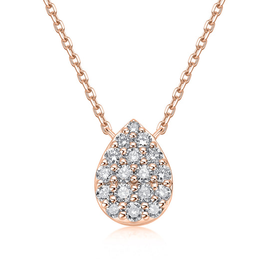 Pavé Pear Natural Diamond Necklace in 18K Rose Gold CK174837