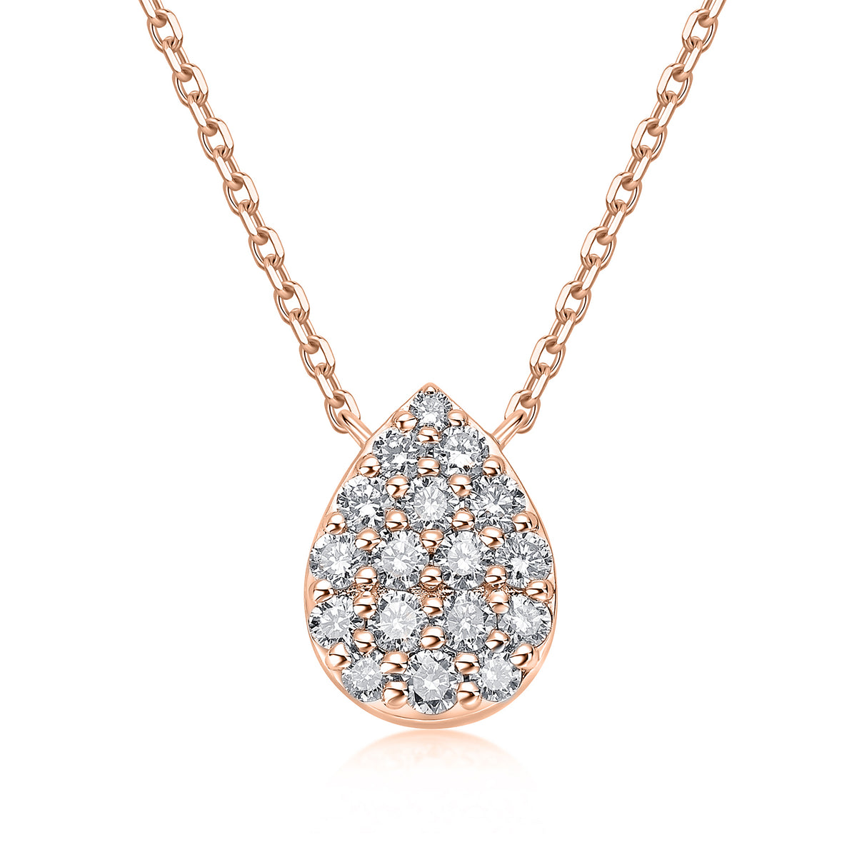 Pavé Pear Natural Diamond Necklace in 18K Rose Gold CK174838